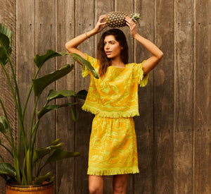 woman’s terry towelling top- Yellow