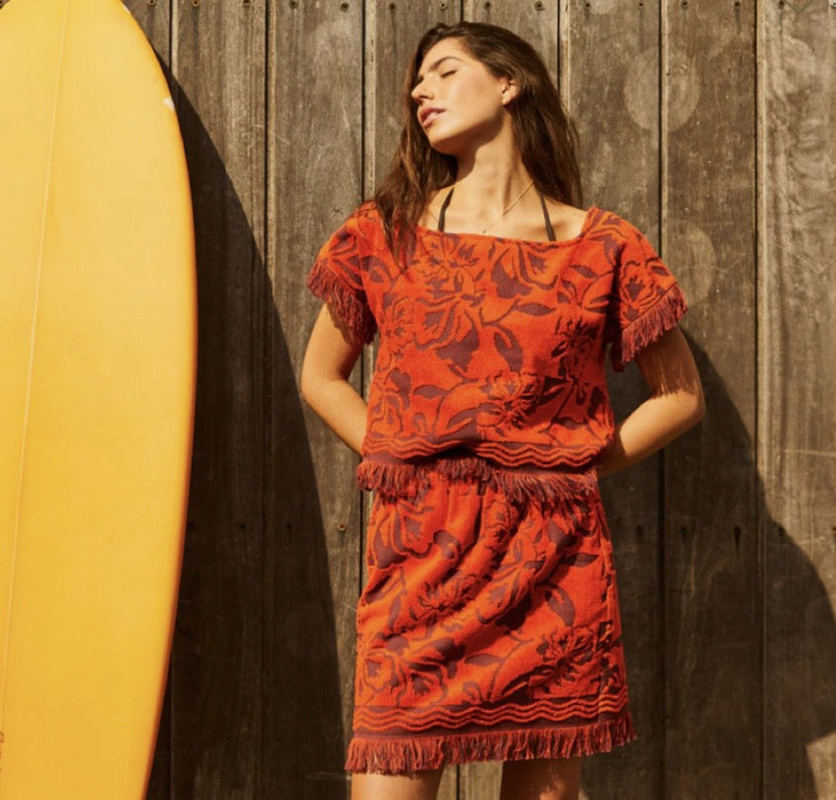 Woman’s terry towelling top - Flame