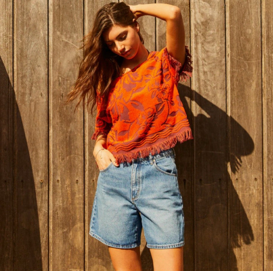 Woman’s terry towelling top - Flame