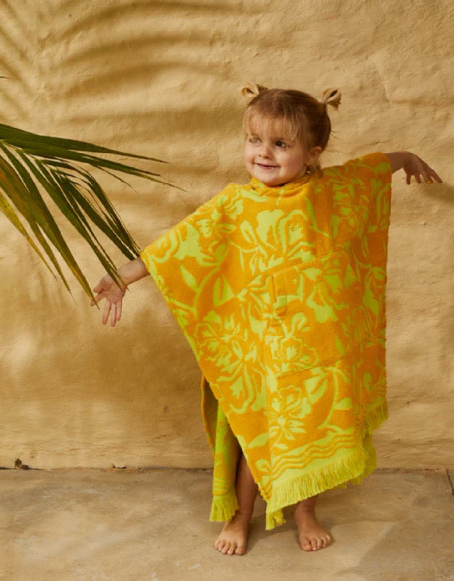 girls towelling poncho - Yellow