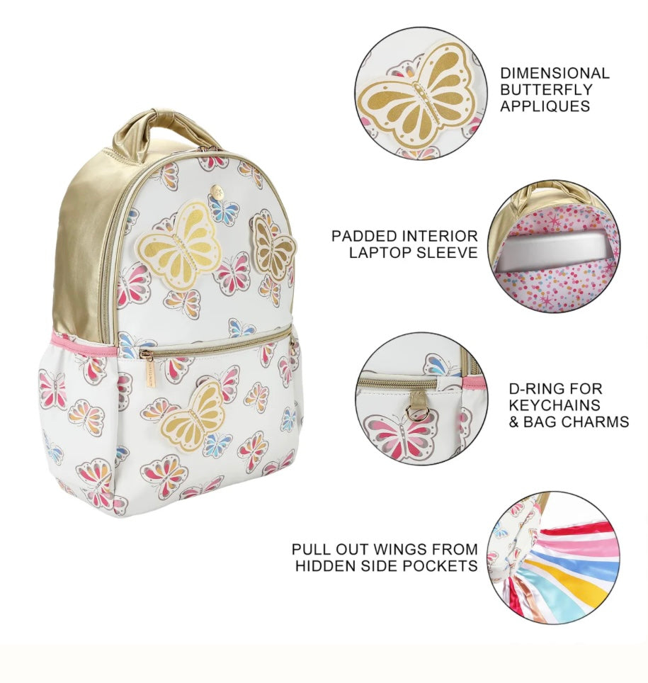 Gold Butterfly Backpack with Tuckaway Wings