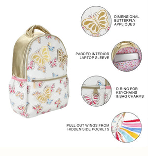 Gold Butterfly Backpack with Tuckaway Wings