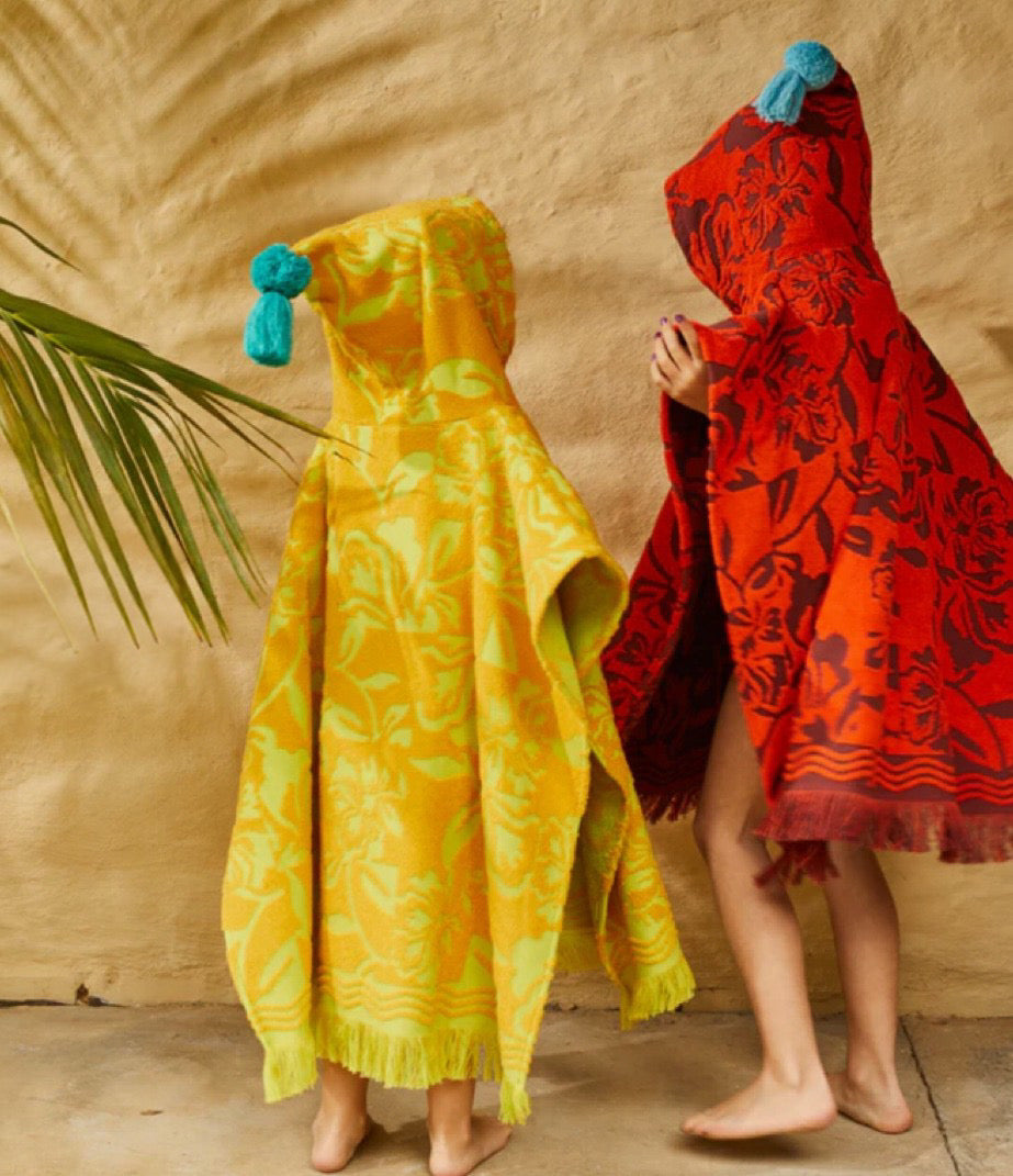 girls towelling poncho - Flame