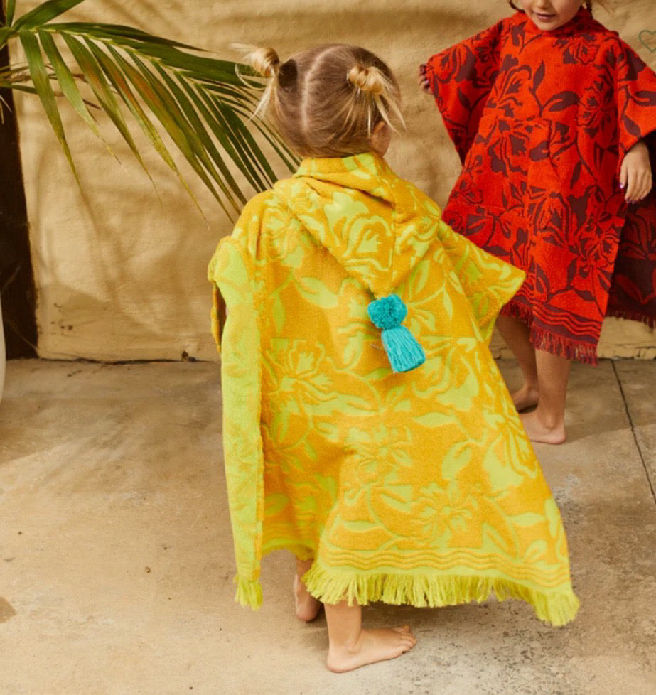 girls towelling poncho - Flame