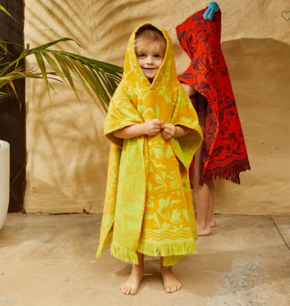 girls towelling poncho - Yellow