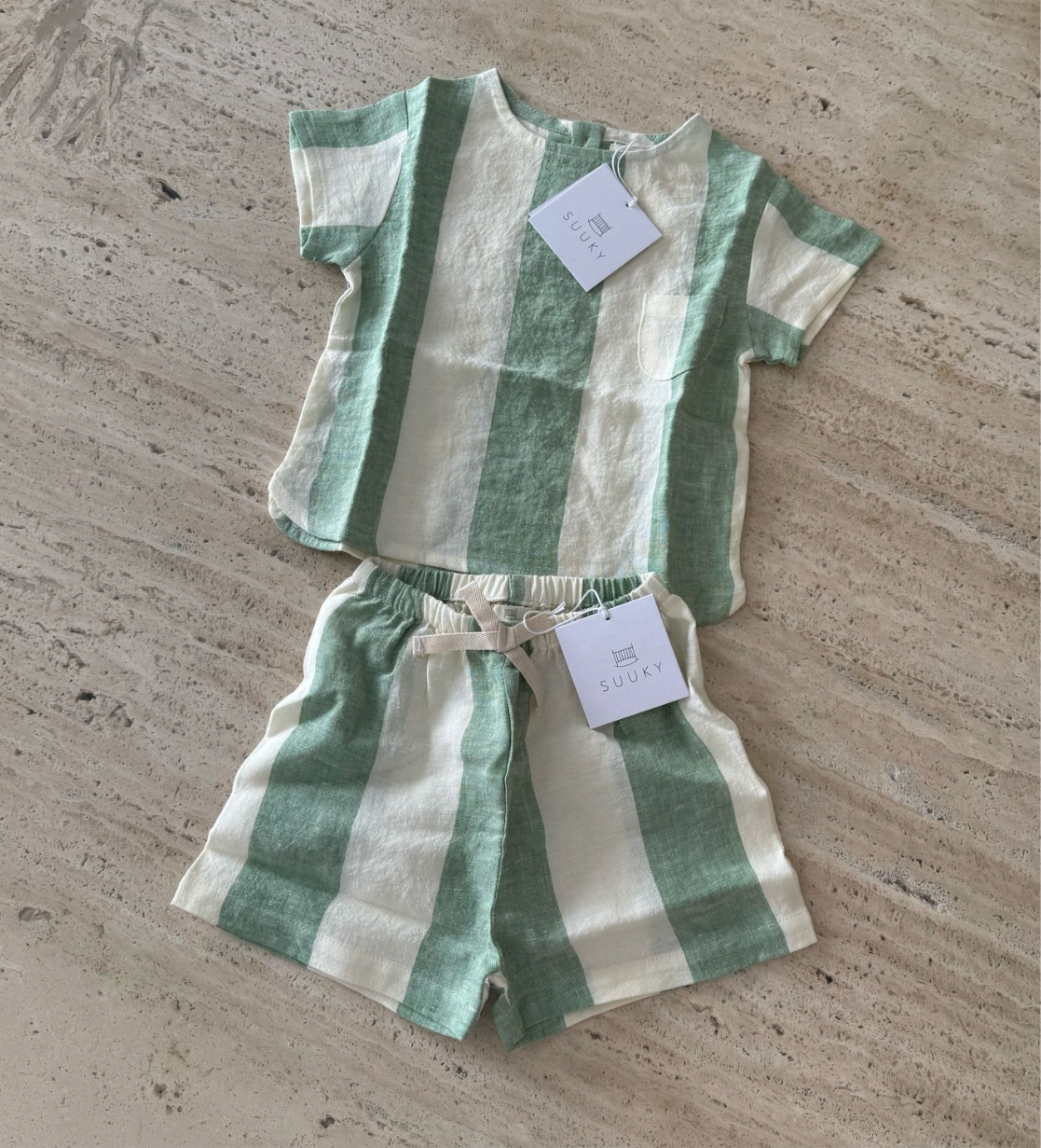 boys striped linen set