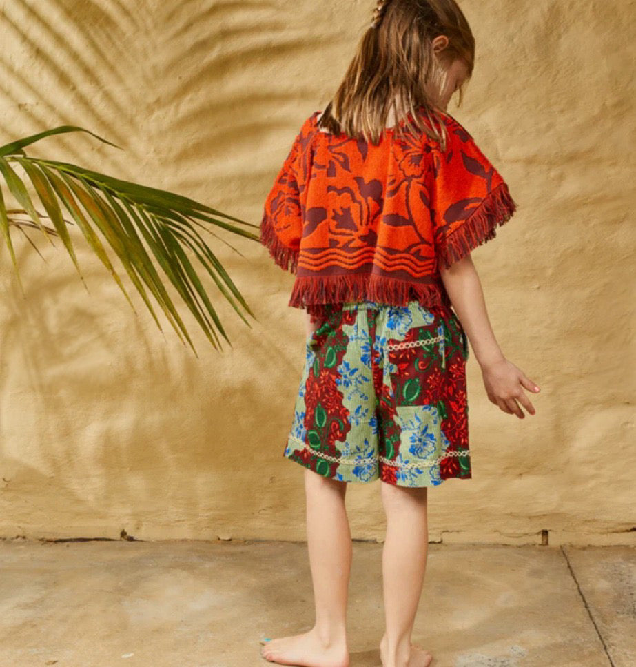 girls terry towelling top - Flame