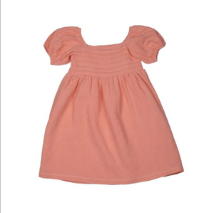 linen lace puff sleeve dress
