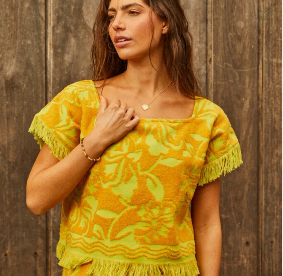 woman’s terry towelling top- Yellow