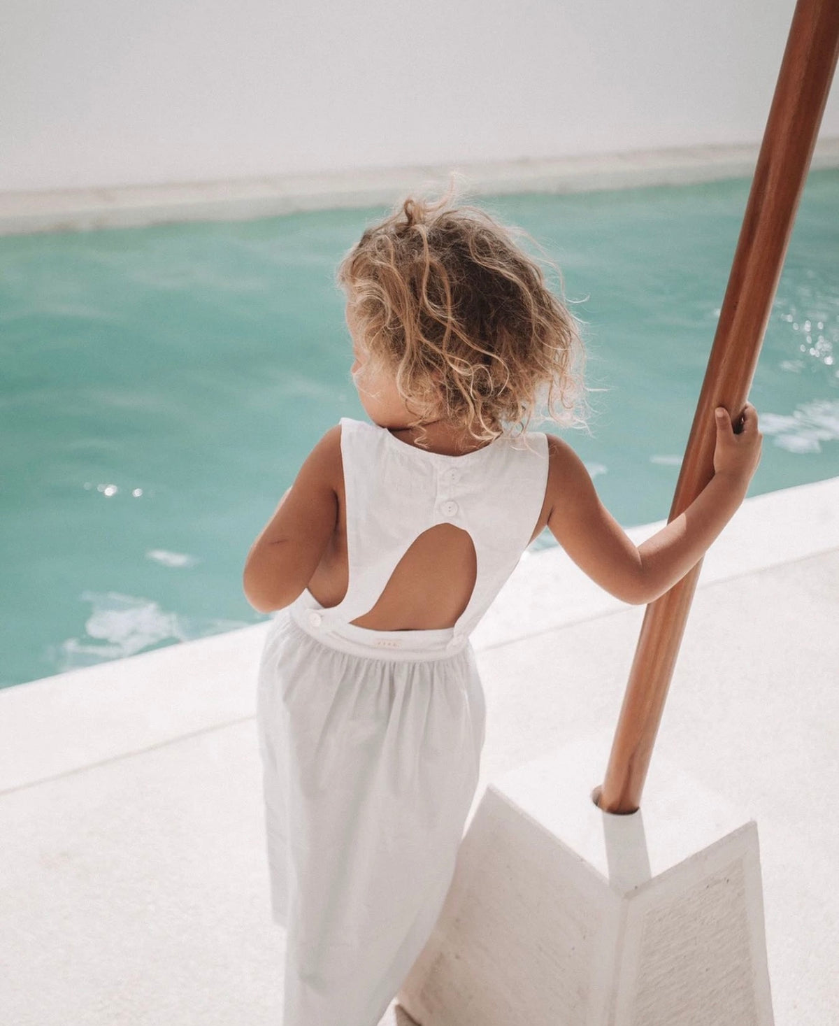 U back dress in white