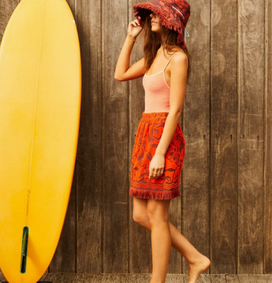 Woman’s terry towelling skirt - Flame