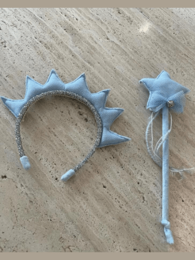 Blue headband with wand