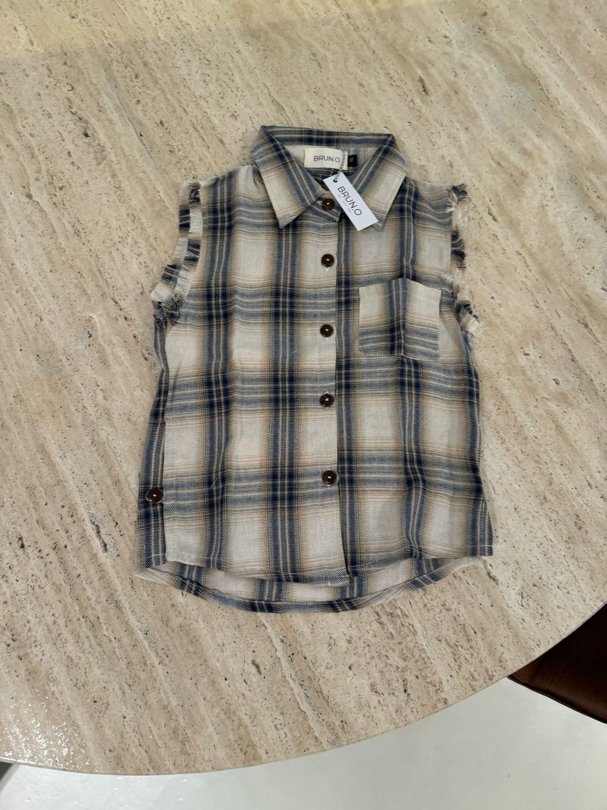 Grey messy flannel tank