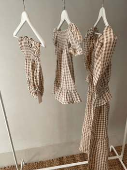 Hana onesie in taupe gingham
