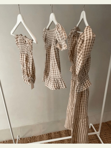 Kiko dress in taupe gingham