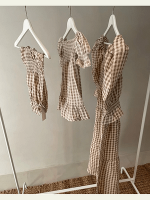 Kiko dress in taupe gingham