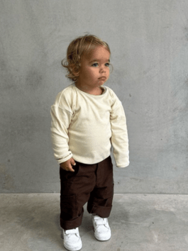 Ribbed long shirt in sand