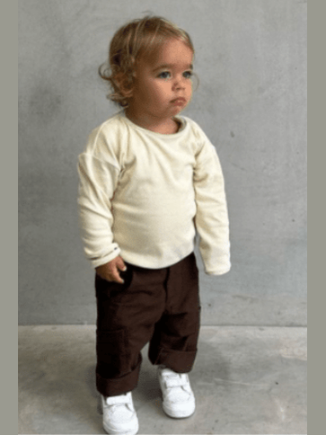 Ribbed long shirt in sand