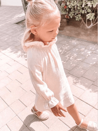 Ruffled collar muslin dress